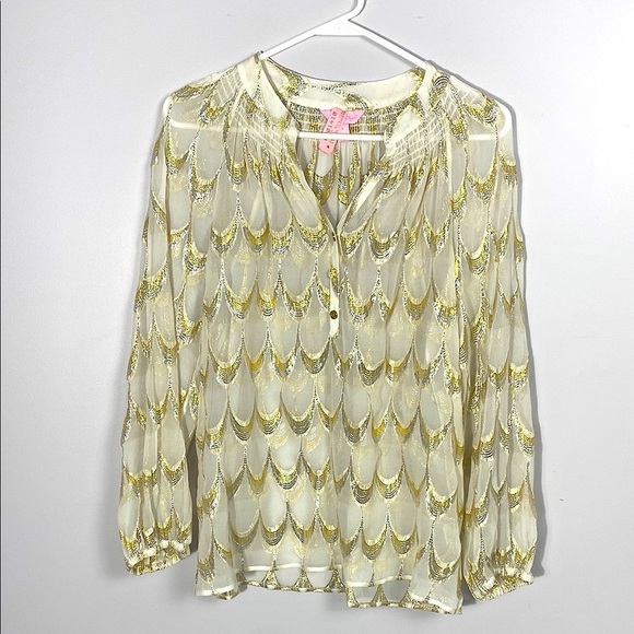 Lilly Pulitzer ELSA TOP, Gold & Silver Metallic Jacquard, small - Picture 1 of 16